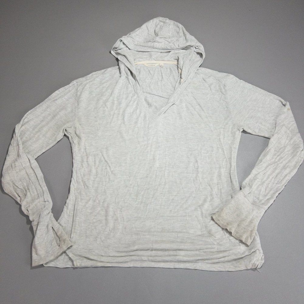 Athleta Hooded Sweater Womens Medium Gray Long Sleeve Baggy Loose Fit Activewear